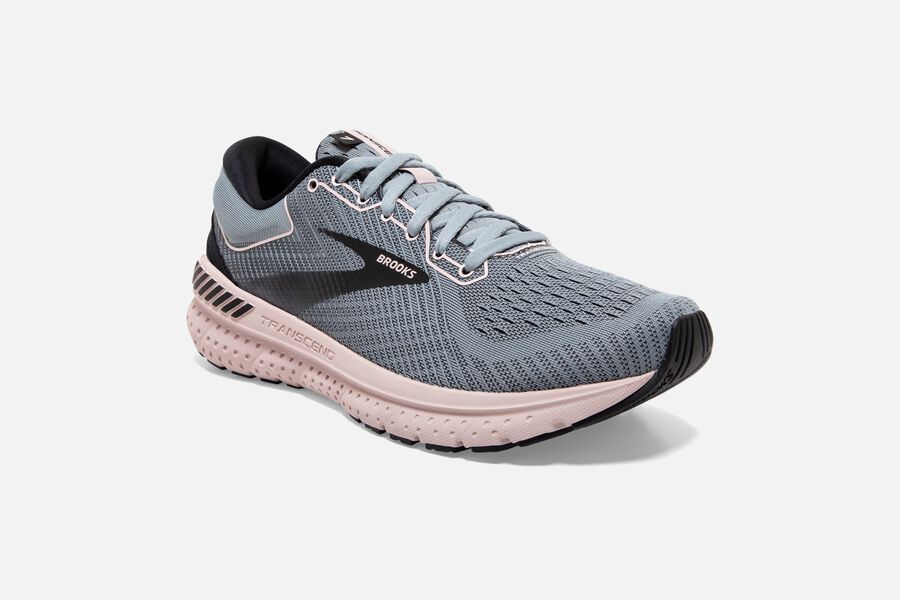 Brooks Running Shoes - Transcend 7 Road Womens - Grey/Black/Pink - PYR-408673